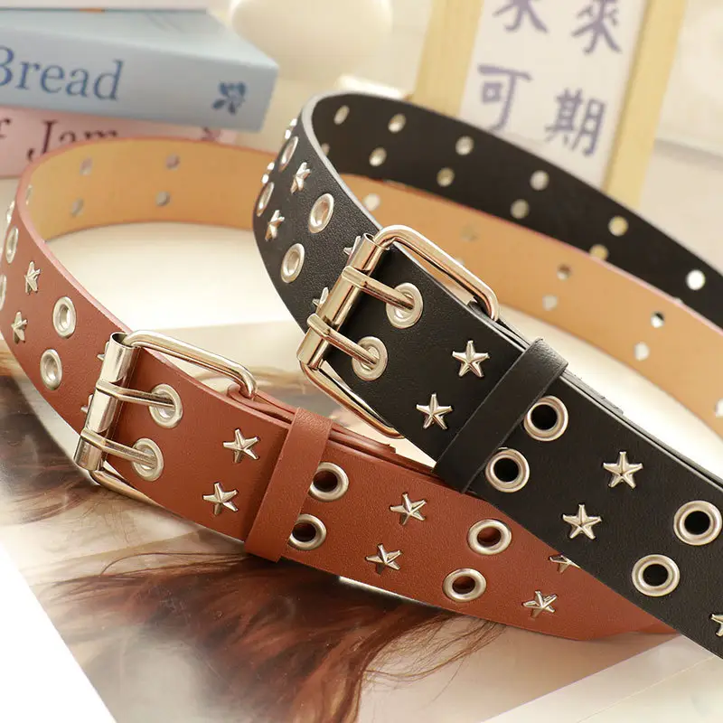 Women's Crossbody Belt with Star Rivets and Buckle - Image 6