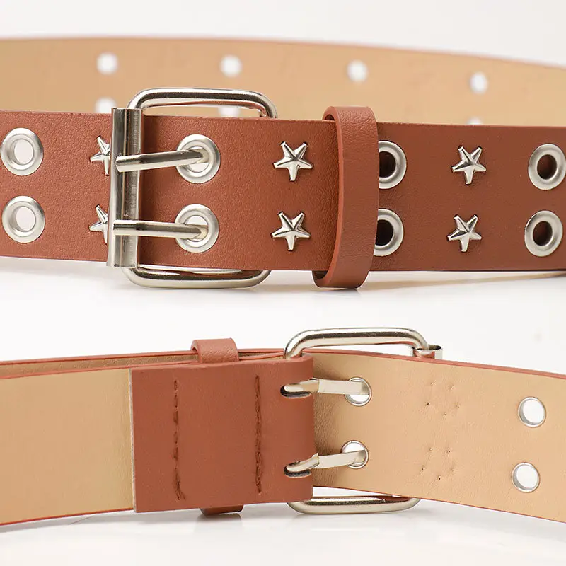 Women's Crossbody Belt with Star Rivets and Buckle - Image 7