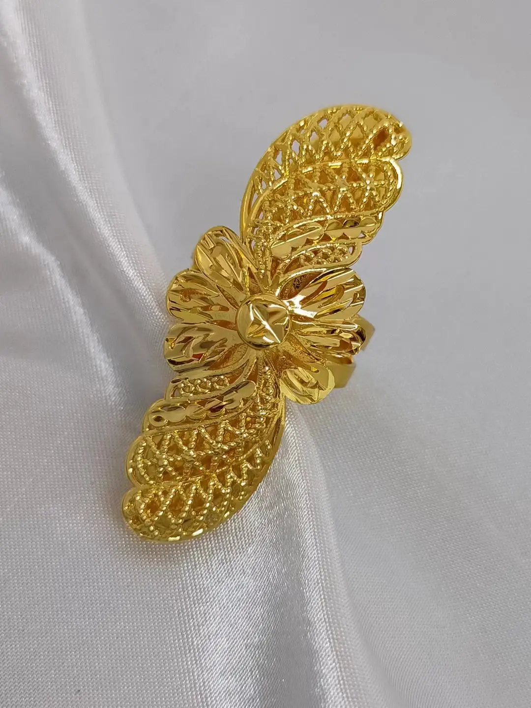 24K Gold-Plated Wheat Ear Index Finger Ring Middle Eastern Dubai Copper Stylish Simple Women's Ring Dubai Jewelry — feature 10