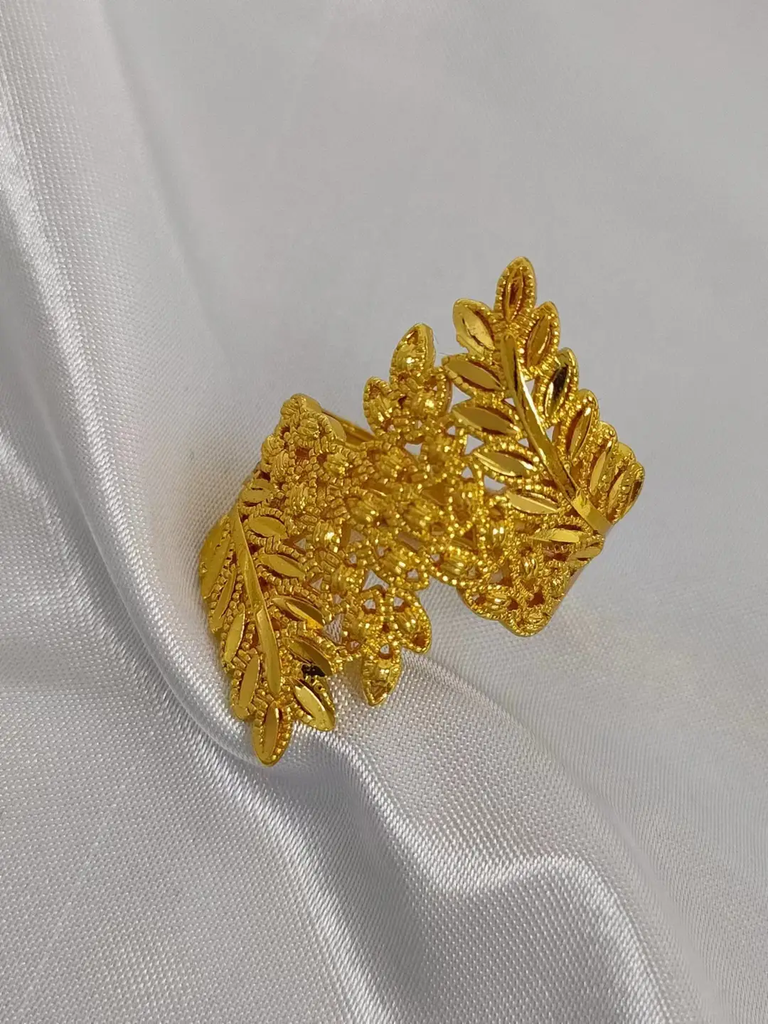 24K Gold-Plated Wheat Ear Index Finger Ring Middle Eastern Dubai Copper Stylish Simple Women's Ring Dubai Jewelry — feature 11