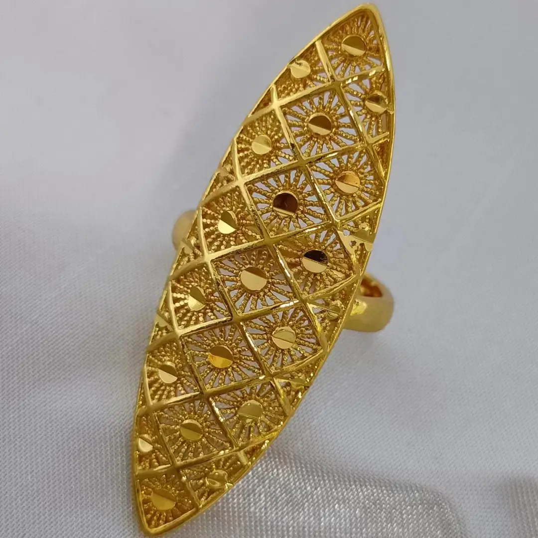 24K Gold-Plated Wheat Ear Index Finger Ring Middle Eastern Dubai Copper Stylish Simple Women's Ring Dubai Jewelry — feature 4