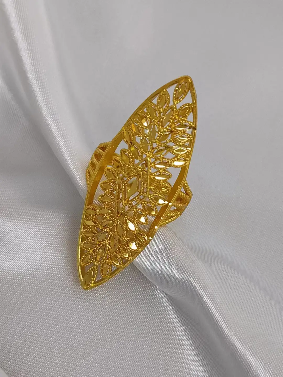 24K Gold-Plated Wheat Ear Index Finger Ring Middle Eastern Dubai Copper Stylish Simple Women's Ring Dubai Jewelry — feature 6