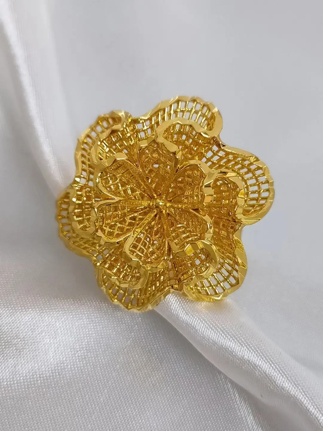 24K Gold-Plated Wheat Ear Index Finger Ring Middle Eastern Dubai Copper Stylish Simple Women's Ring Dubai Jewelry