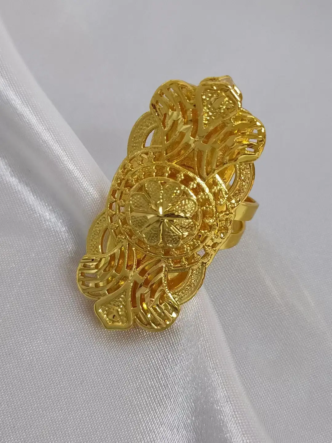 24K Gold-Plated Wheat Ear Index Finger Ring Middle Eastern Dubai Copper Stylish Simple Women's Ring Dubai Jewelry
