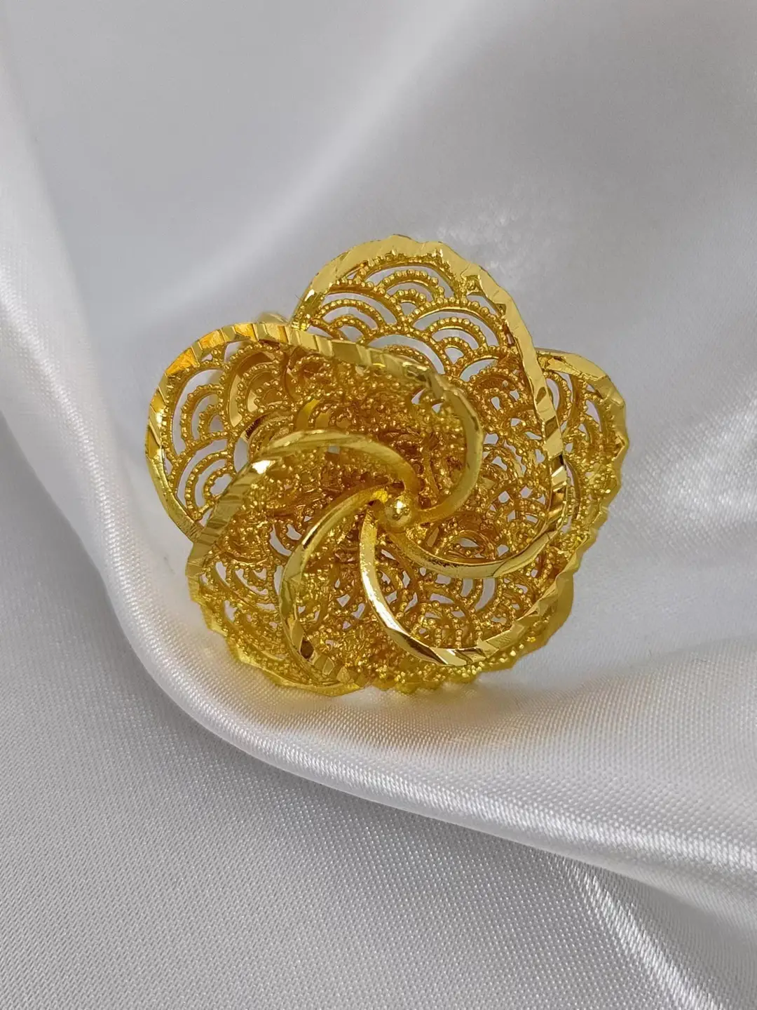 24K Gold-Plated Wheat Ear Index Finger Ring Middle Eastern Dubai Copper Stylish Simple Women's Ring Dubai Jewelry