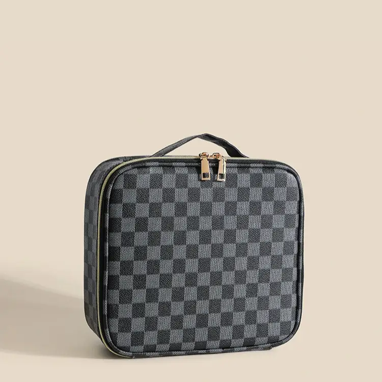 Women's Checkered Cosmetic Bag Large Capacity Handheld Crossbody