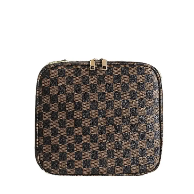 Women's Checkered Cosmetic Bag Large Capacity Handheld Crossbody