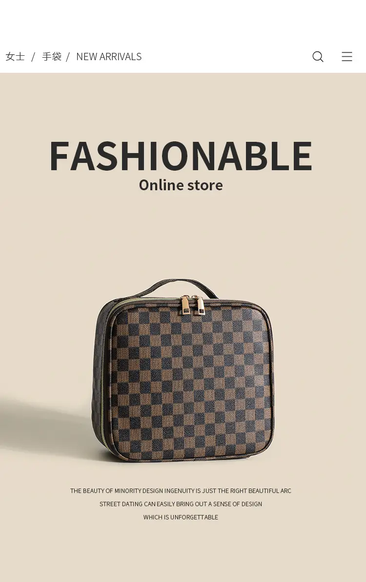 Women's Checkered Cosmetic Bag Large Capacity Handheld Crossbody — feature 1