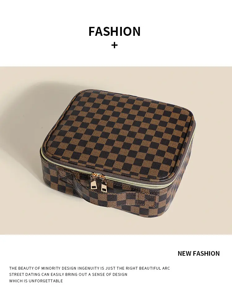 Women's Checkered Cosmetic Bag Large Capacity Handheld Crossbody — feature 5