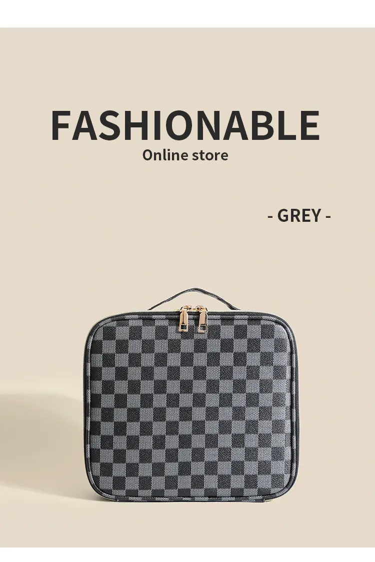Women's Checkered Cosmetic Bag Large Capacity Handheld Crossbody — feature 6