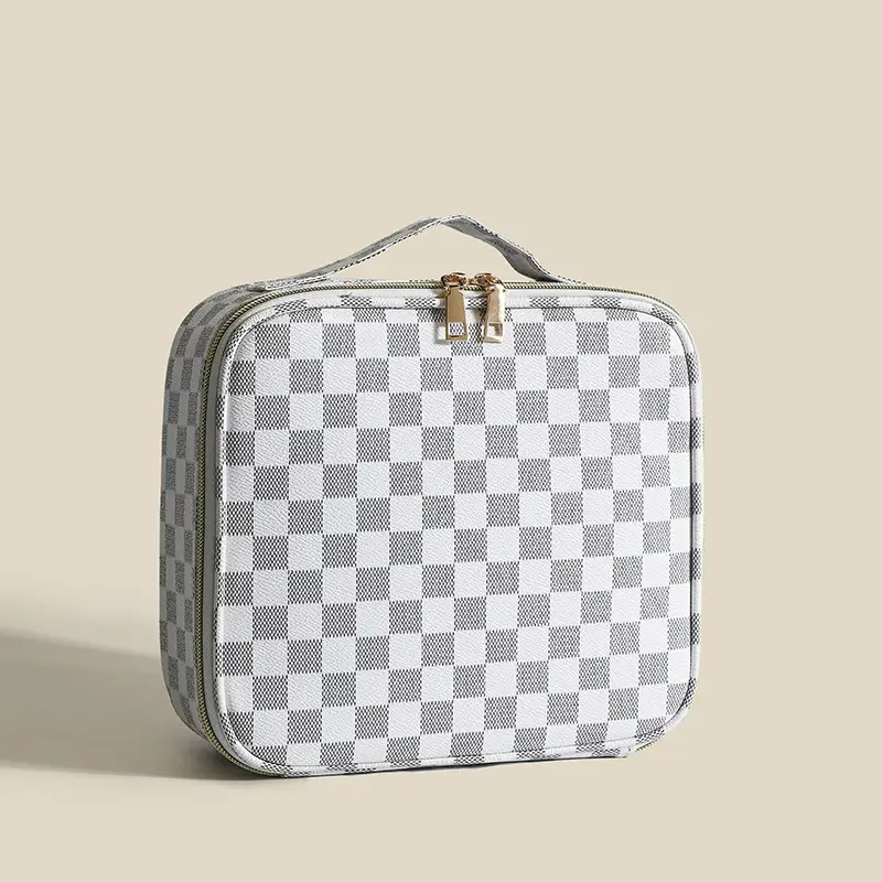 Women's Checkered Cosmetic Bag Large Capacity Handheld Crossbody