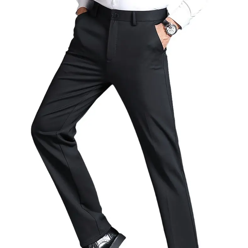 Men Black Thin Stretch Waistcoat Pants Spring Summer - Image 12