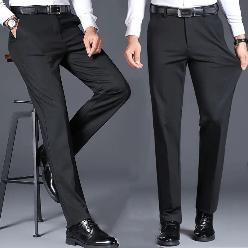 Men Black Thin Stretch Waistcoat Pants Spring Summer — feature 19