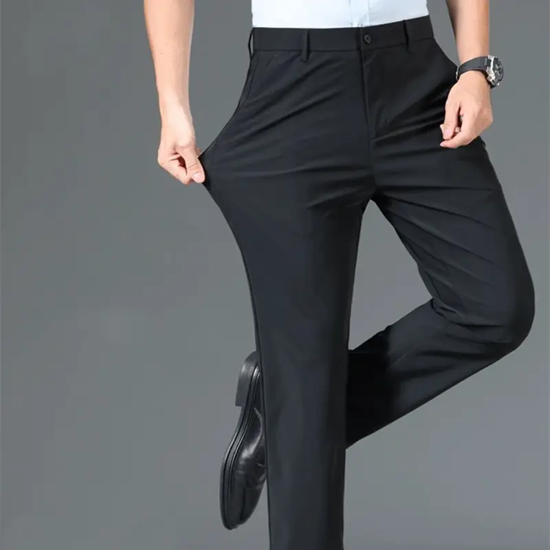 Men Black Thin Stretch Waistcoat Pants Spring Summer — feature 5