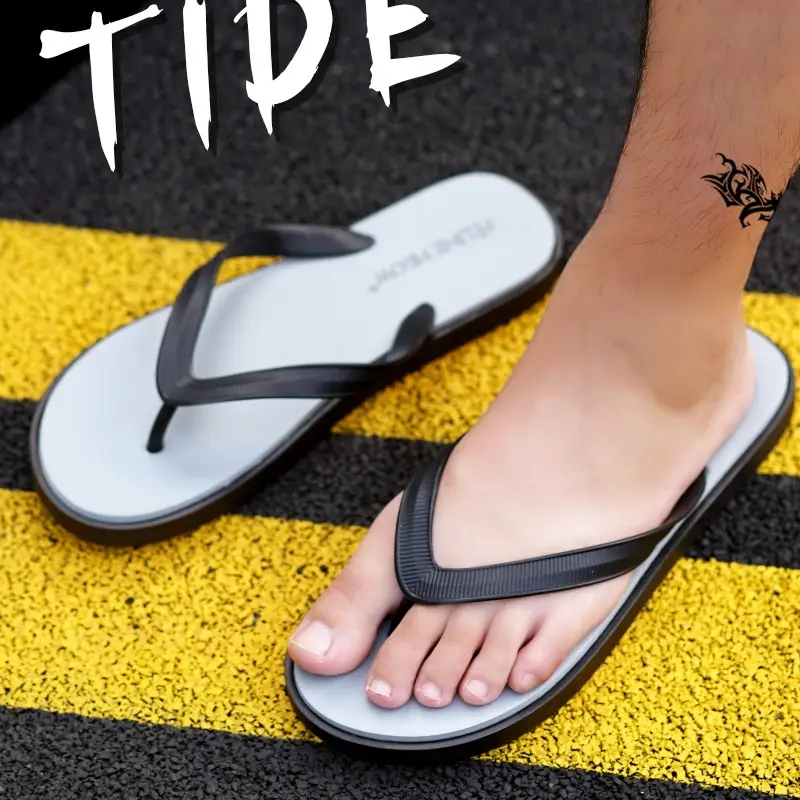 Cross-Border Men's Flip-Flops New Summer Style Solid Color Simple Versatile Fashionable Non-Slip Beach Home Sandals - Image 7