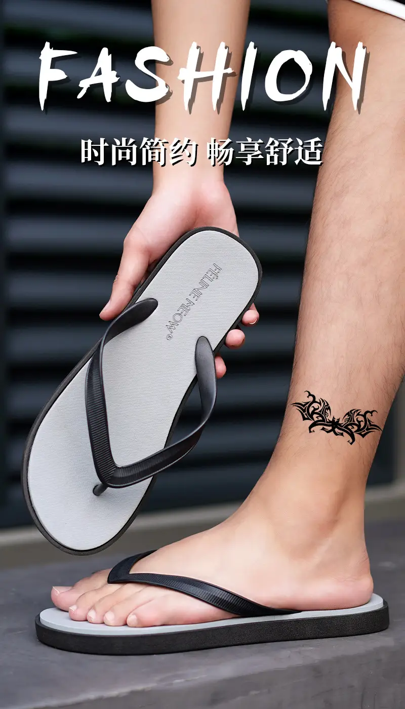 Cross-Border Men's Flip-Flops New Summer Style Solid Color Simple Versatile Fashionable Non-Slip Beach Home Sandals — feature 3