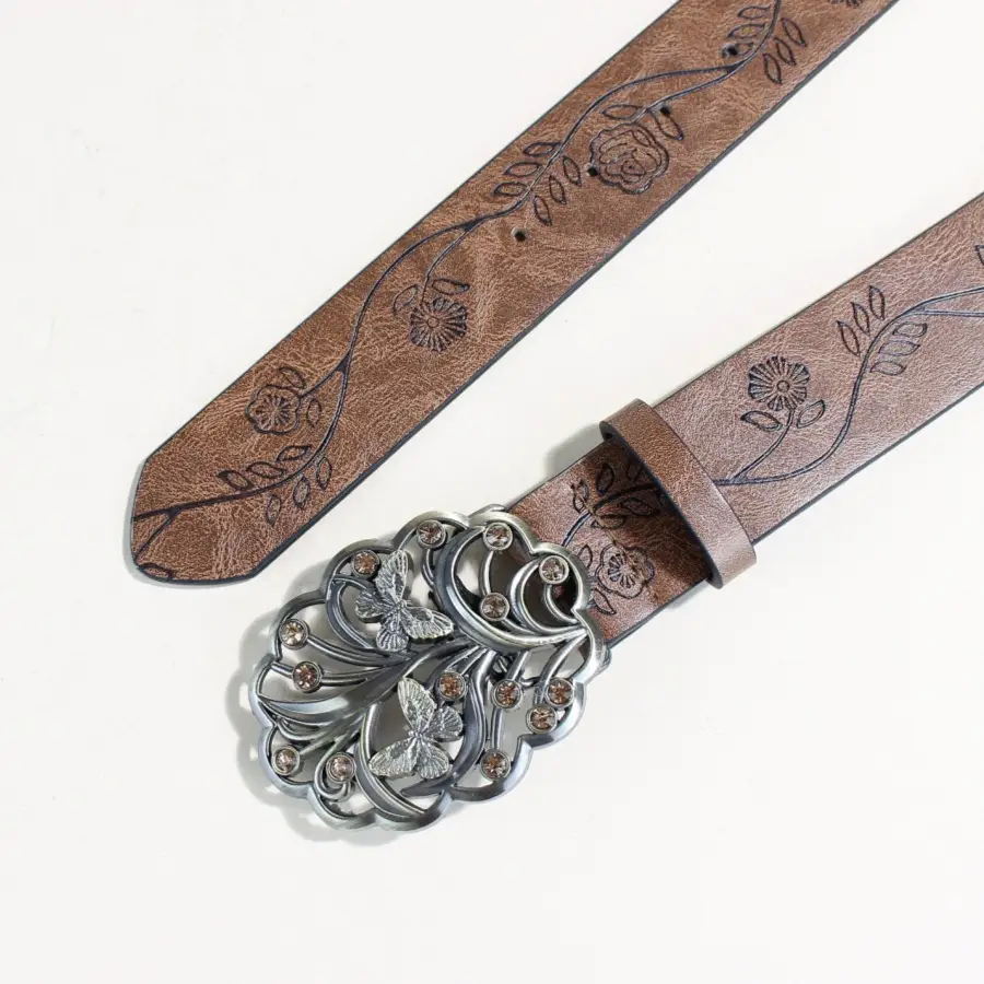 Vintage Silver Floral Belt for Women - Image 3