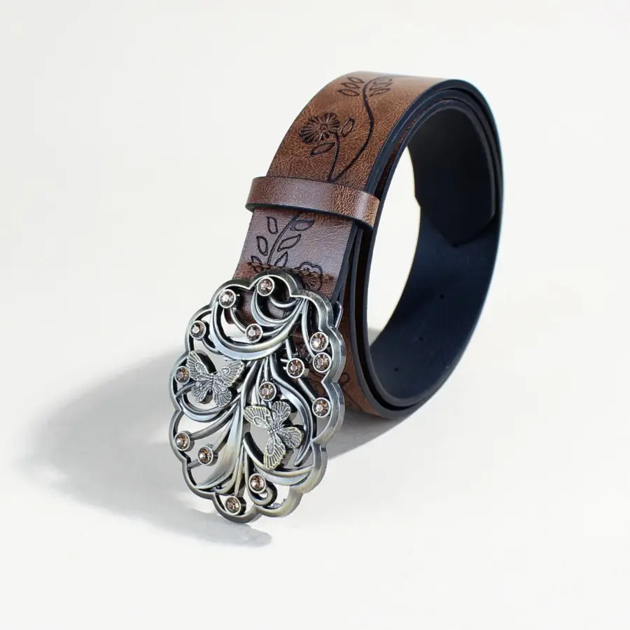 Vintage Silver Floral Belt for Women - Image 5