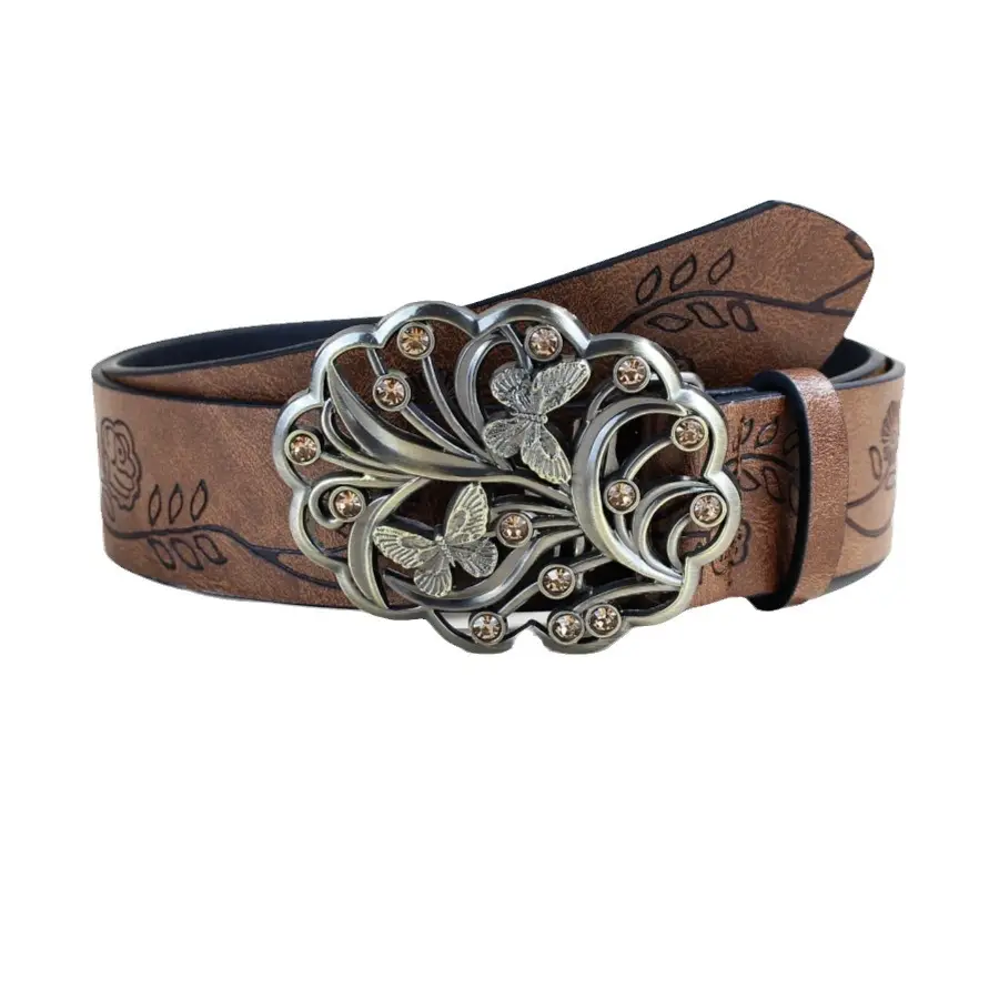 Vintage Silver Floral Belt for Women - Image 6