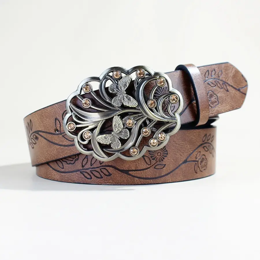 Vintage Silver Floral Belt for Women — feature 2