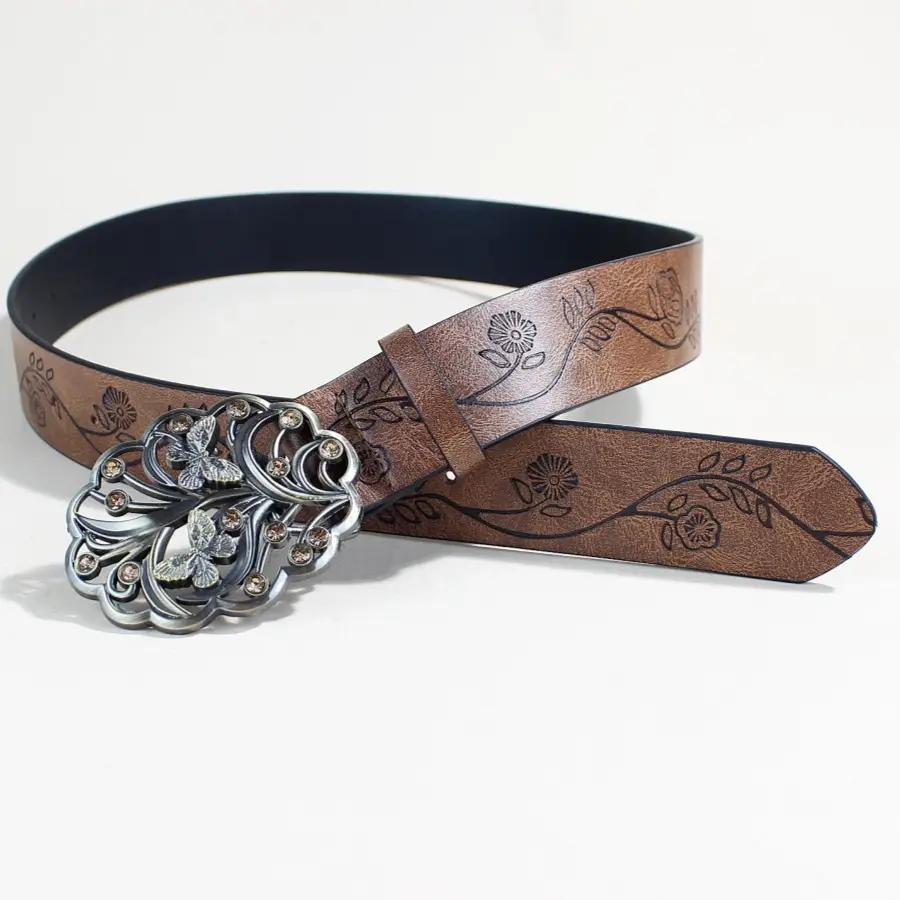 Vintage Silver Floral Belt for Women — feature 5