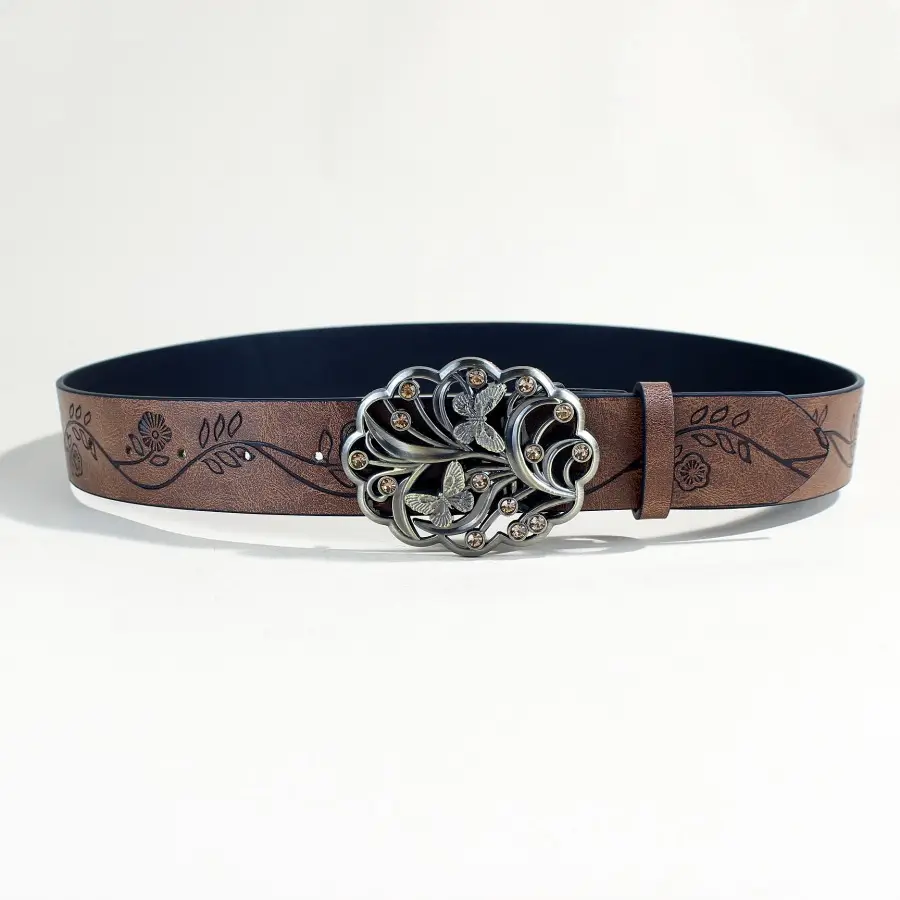 Vintage Silver Floral Belt for Women — feature 7