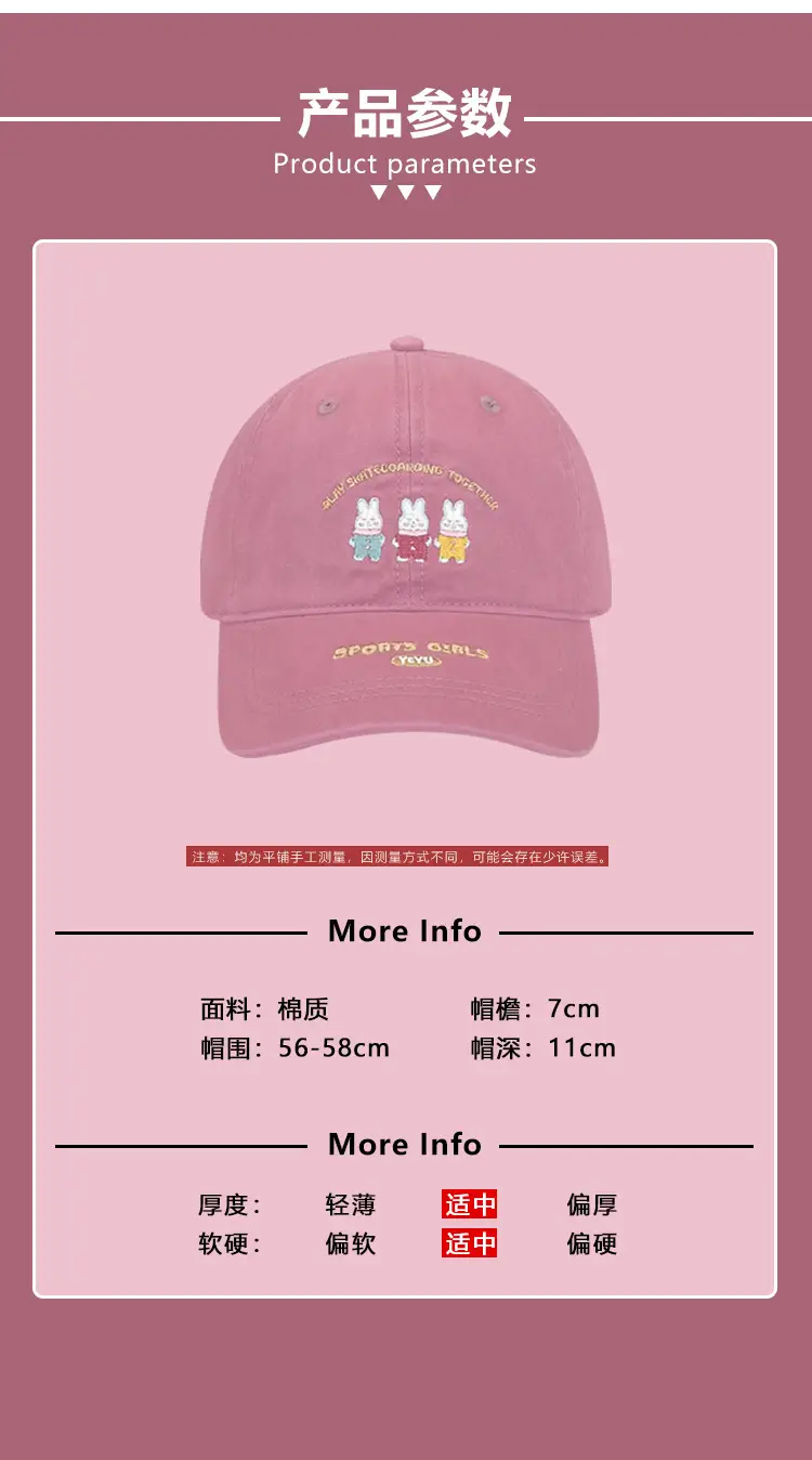 Japanese Cartoon Rabbit Cap for Kids Spring Summer Casual — feature 1