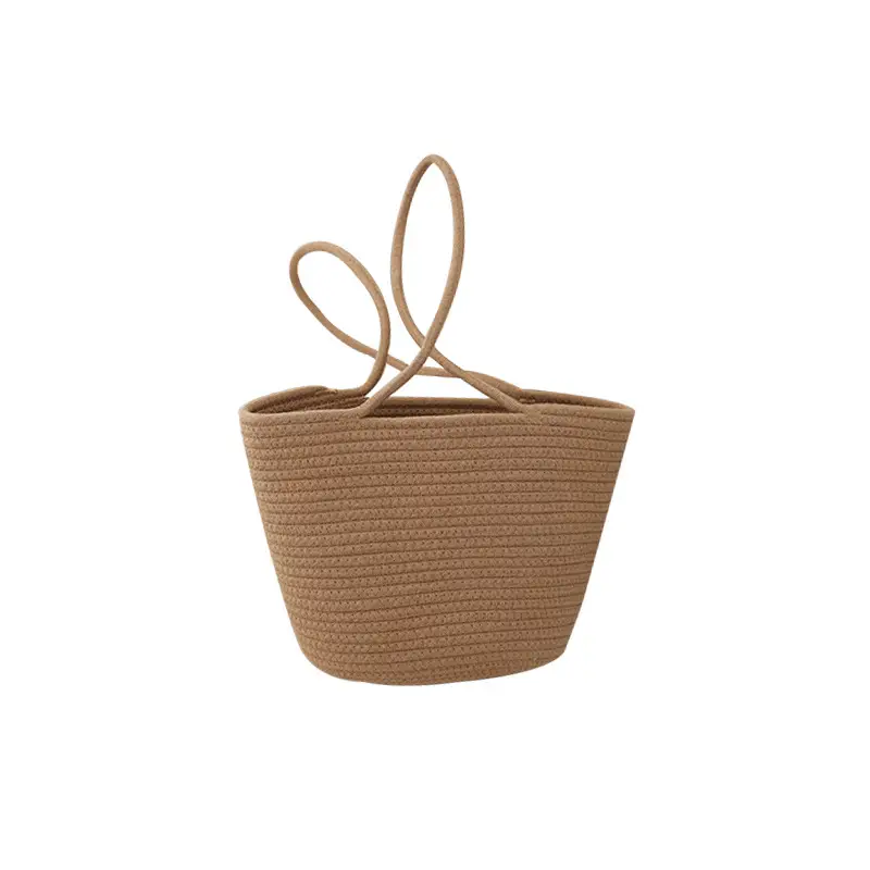 Japanese Woven Cotton Rope Shoulder Bag Open Commute Beach