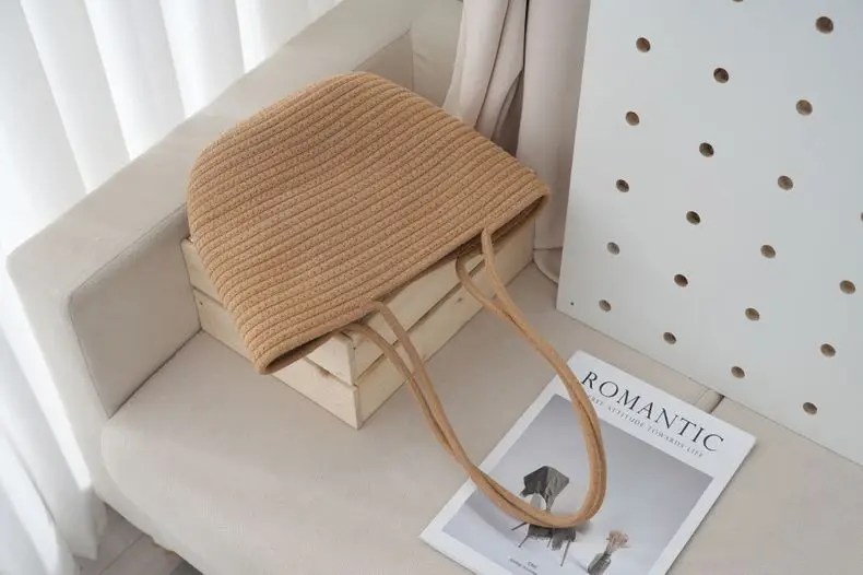 Japanese Woven Cotton Rope Shoulder Bag Open Commute Beach — feature 18