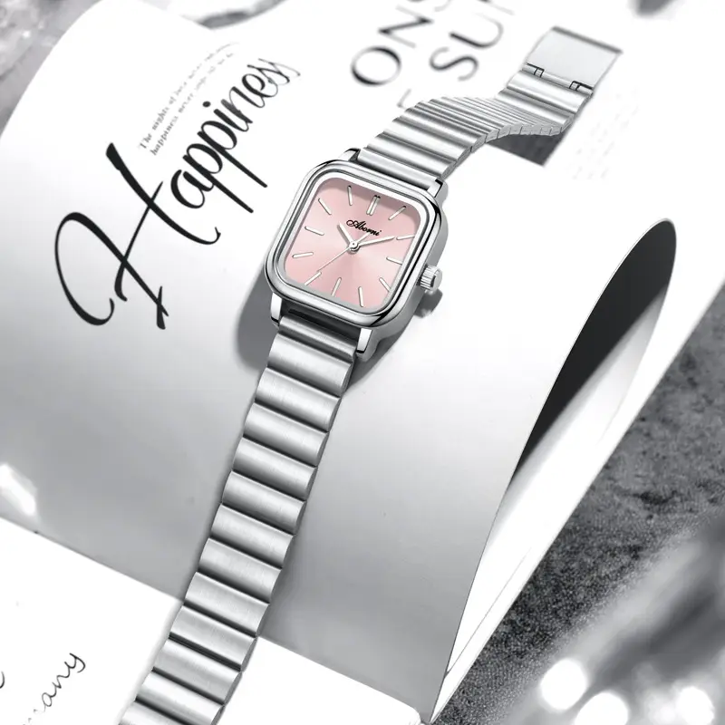 Asian Platinum Square Watch Women's Quartz Waterproof - Image 3