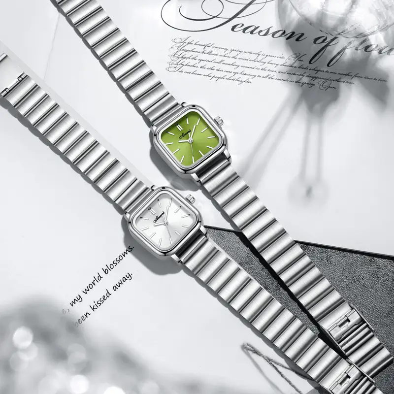 Asian Platinum Square Watch Women's Quartz Waterproof - Image 4