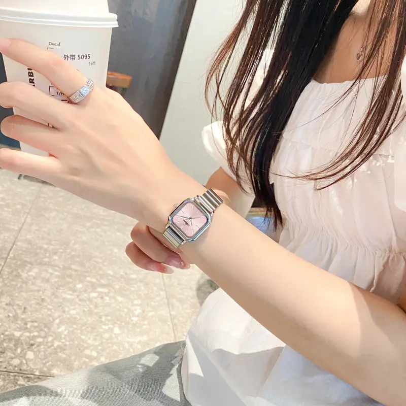 Asian Platinum Square Watch Women's Quartz Waterproof - Image 5