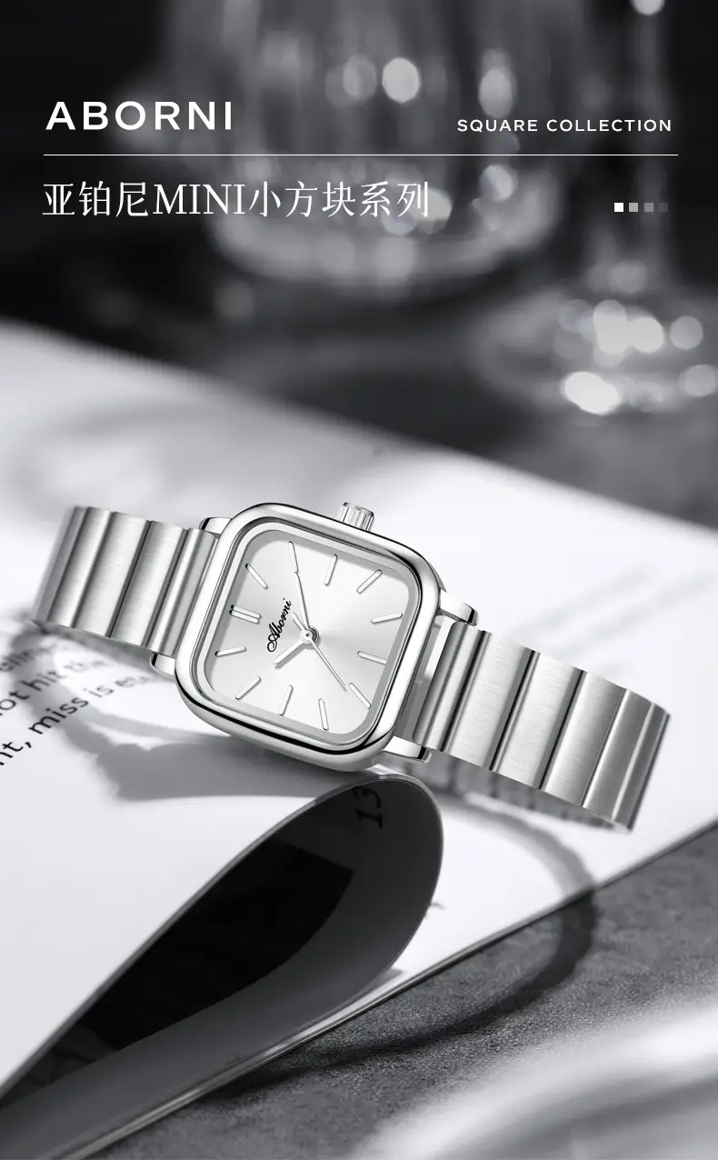 Asian Platinum Square Watch Women's Quartz Waterproof — feature 1