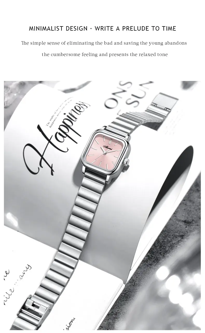 Asian Platinum Square Watch Women's Quartz Waterproof — feature 15