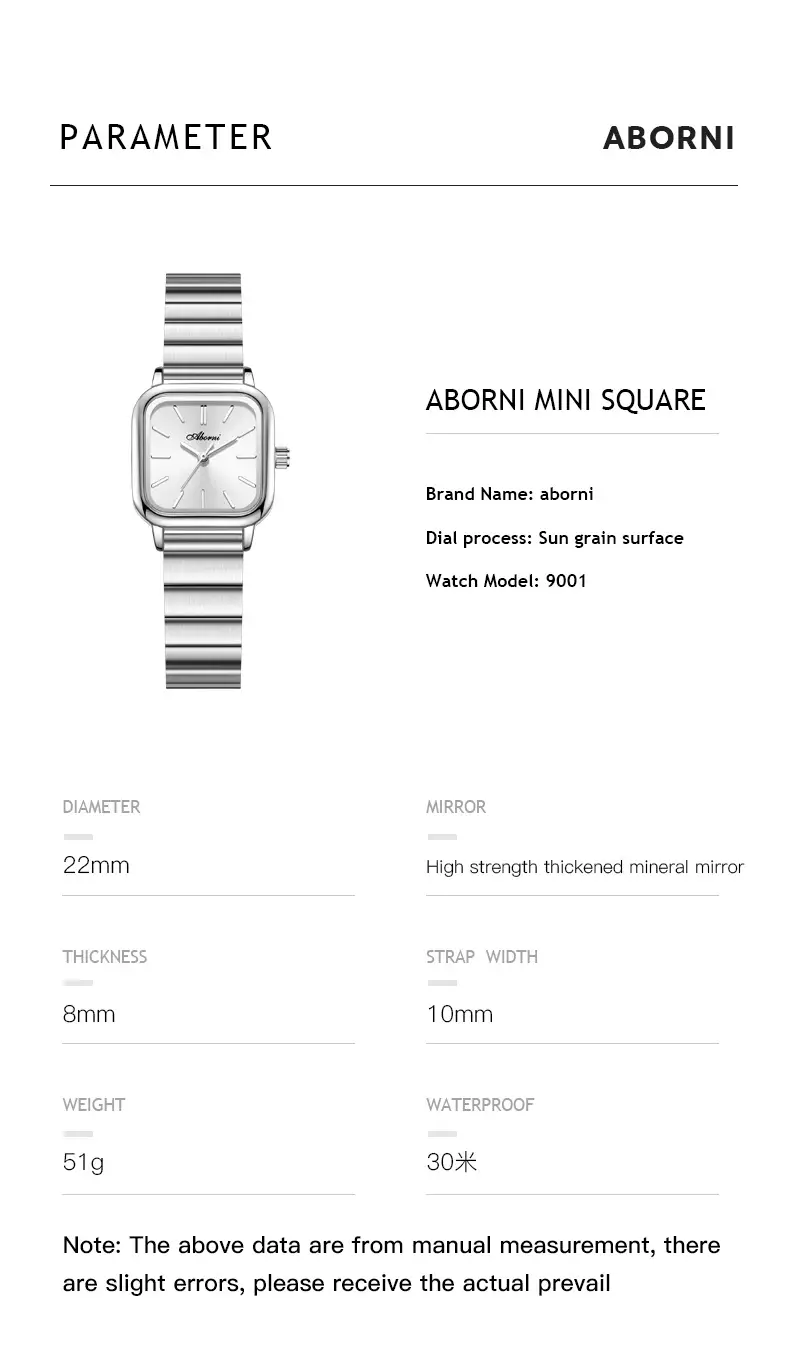 Asian Platinum Square Watch Women's Quartz Waterproof — feature 19