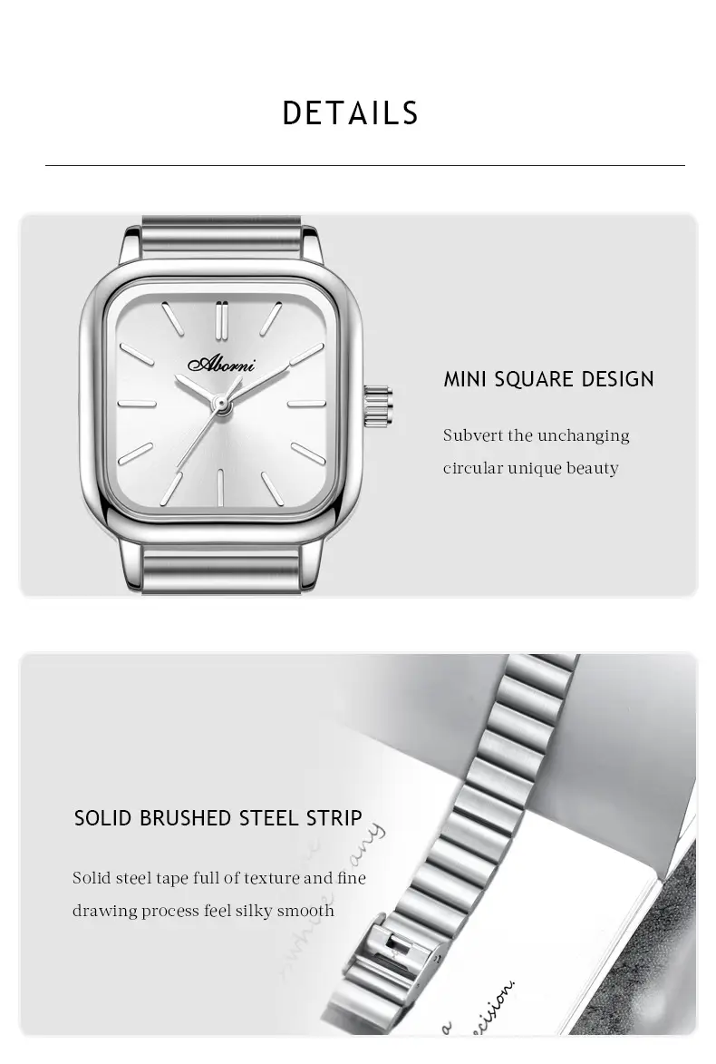 Asian Platinum Square Watch Women's Quartz Waterproof — feature 21