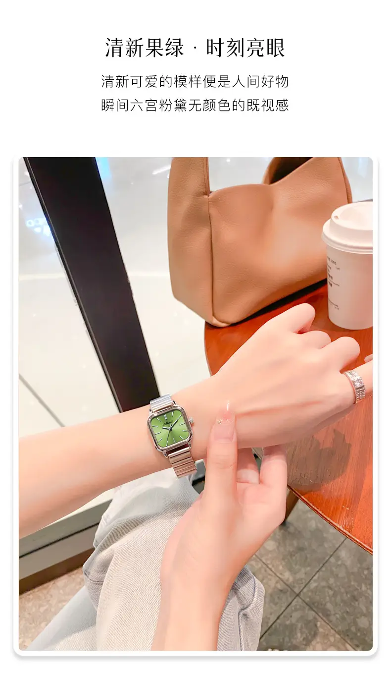 Asian Platinum Square Watch Women's Quartz Waterproof — feature 7
