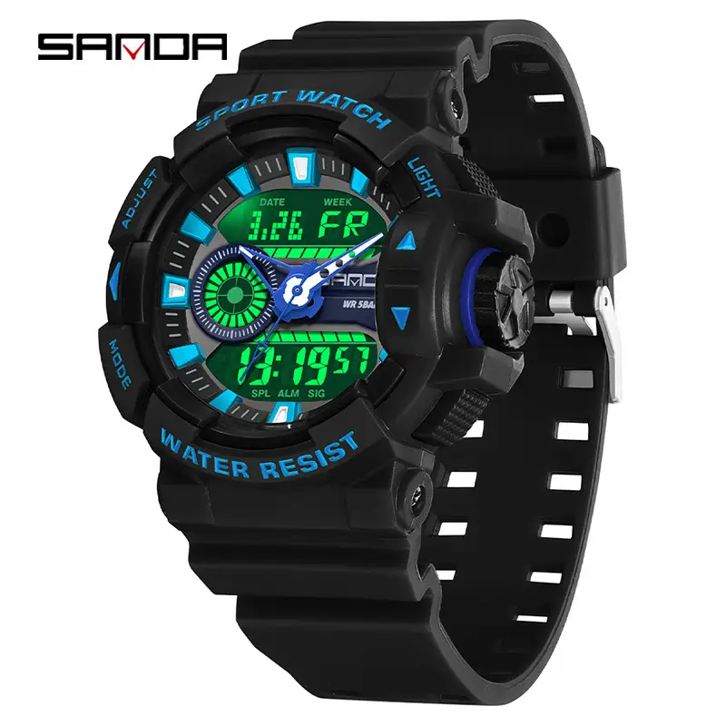 Sanda Black Digital Water Resistant Sport Watch - Image 4