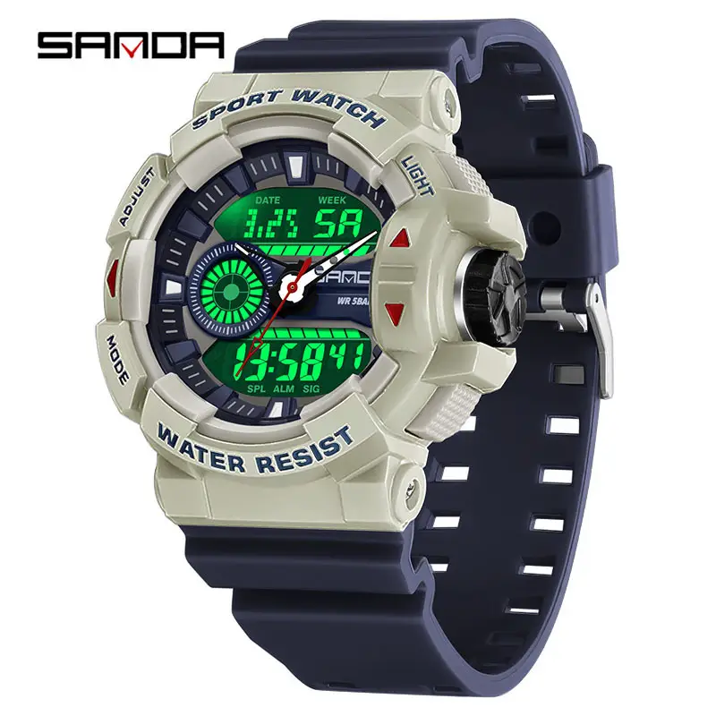 Sanda Black Digital Water Resistant Sport Watch - Image 6