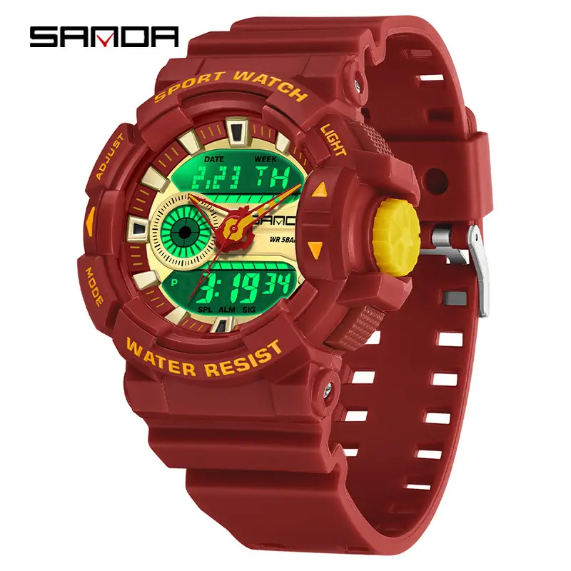 Sanda Black Digital Water Resistant Sport Watch - Image 8