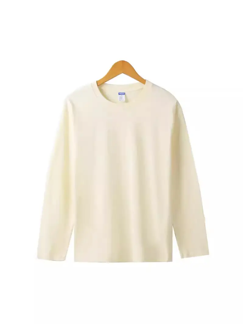 Men's White Cotton Long Sleeve Crew Neck T-Shirt - Image 12
