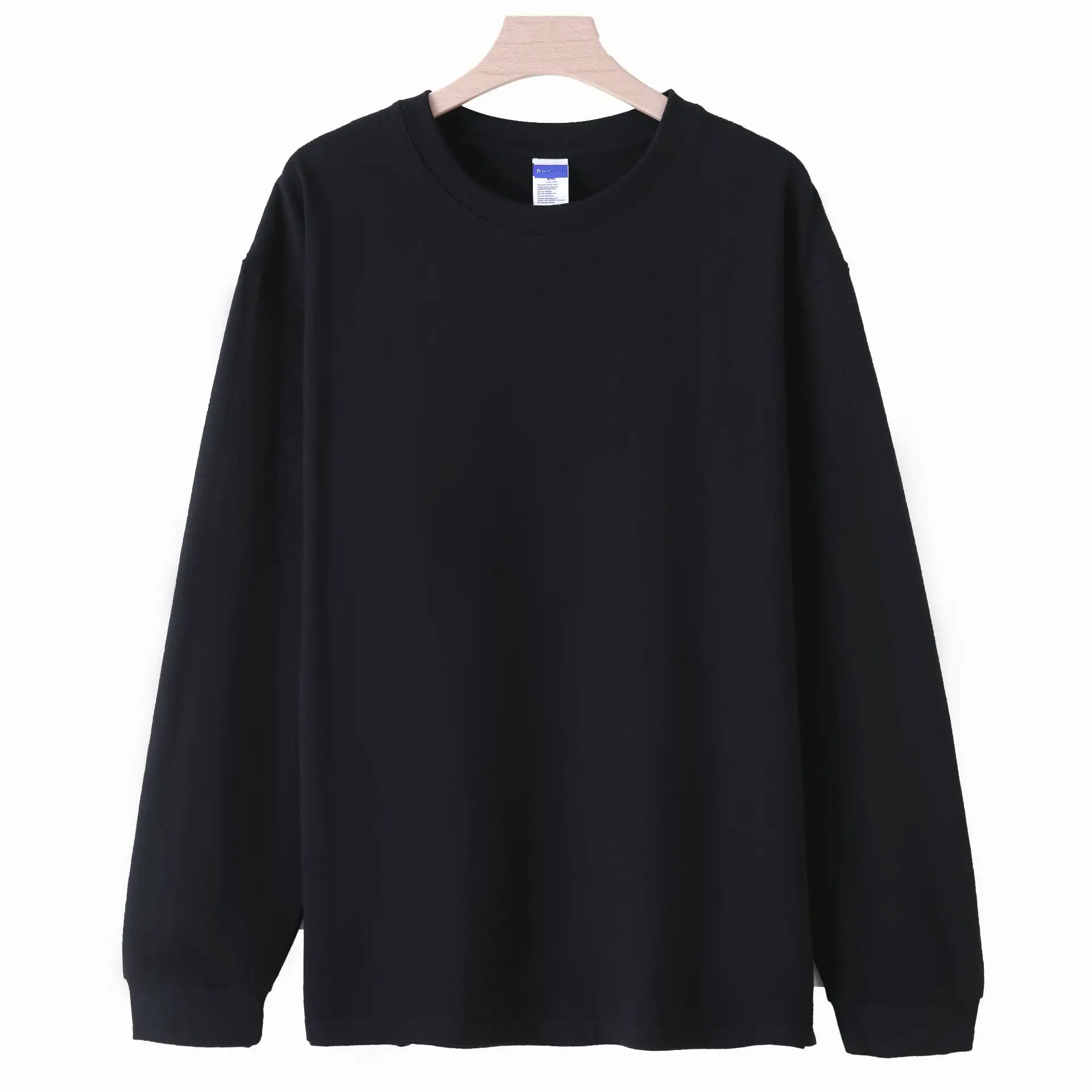 Men's White Cotton Long Sleeve Crew Neck T-Shirt - Image 2