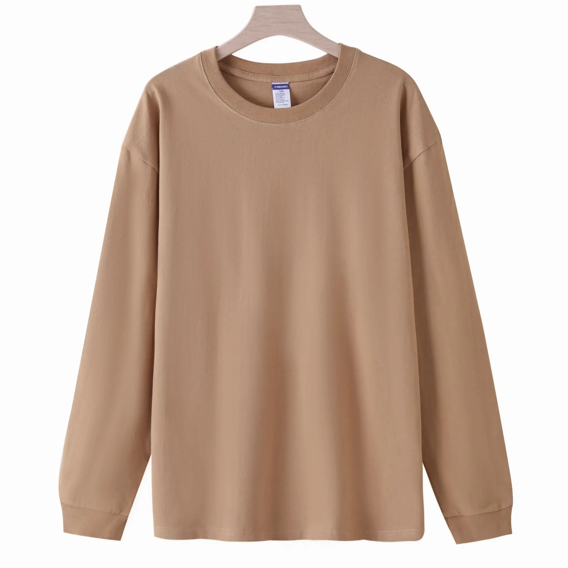 Men's White Cotton Long Sleeve Crew Neck T-Shirt - Image 5