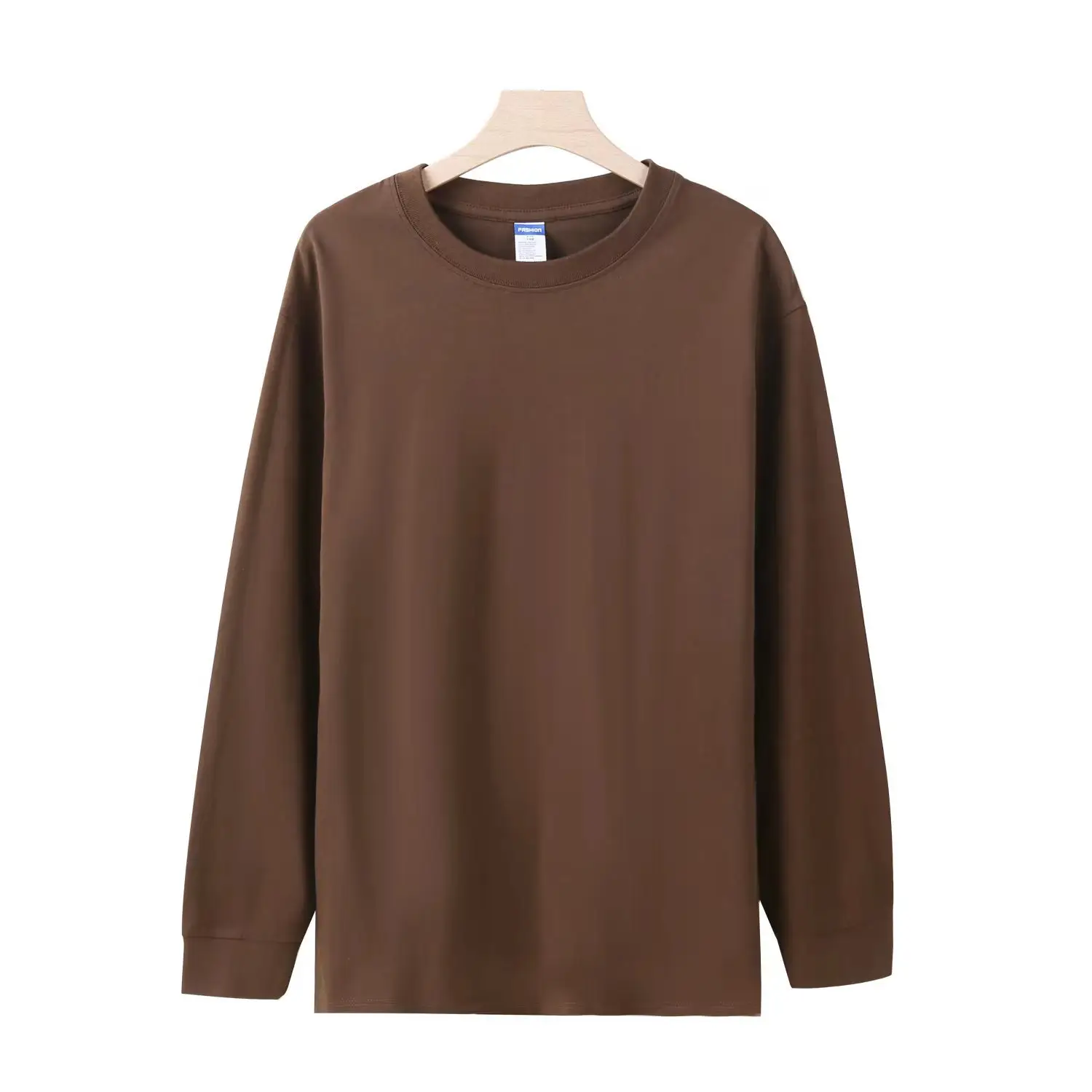 Men's White Cotton Long Sleeve Crew Neck T-Shirt - Image 6
