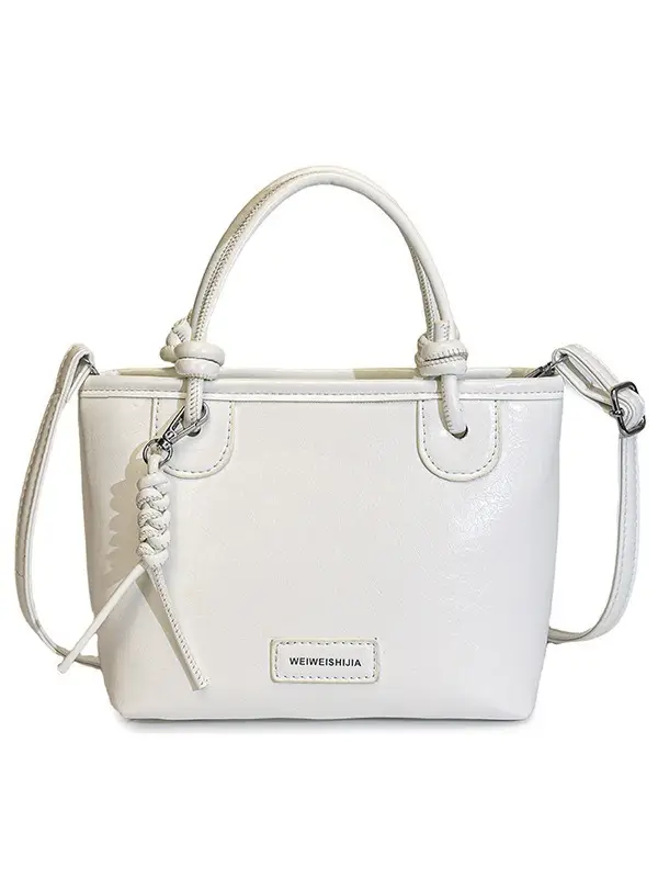 White Leather Bucket Handbag for Women 2024 - Image 9
