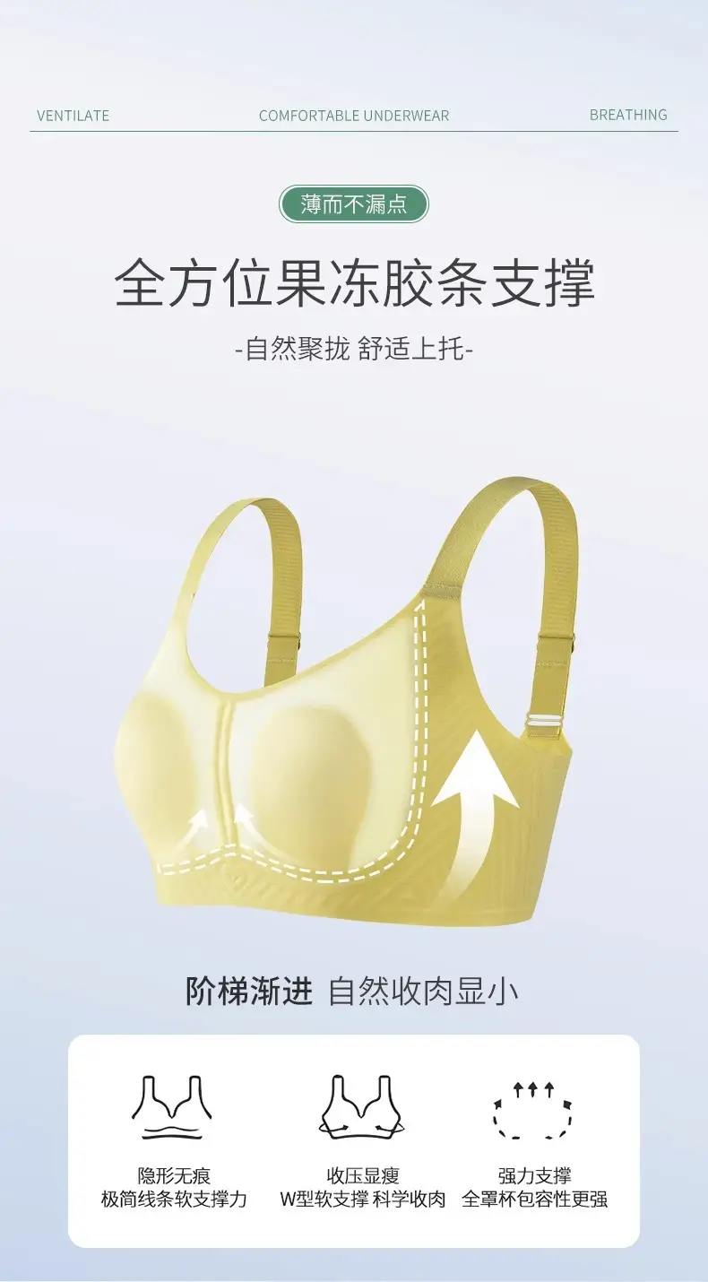 Women's Breathable Ultra-thin Breathable No-steel Ring Anti-sagging No-mark Summer Adjustable Bra — feature 4
