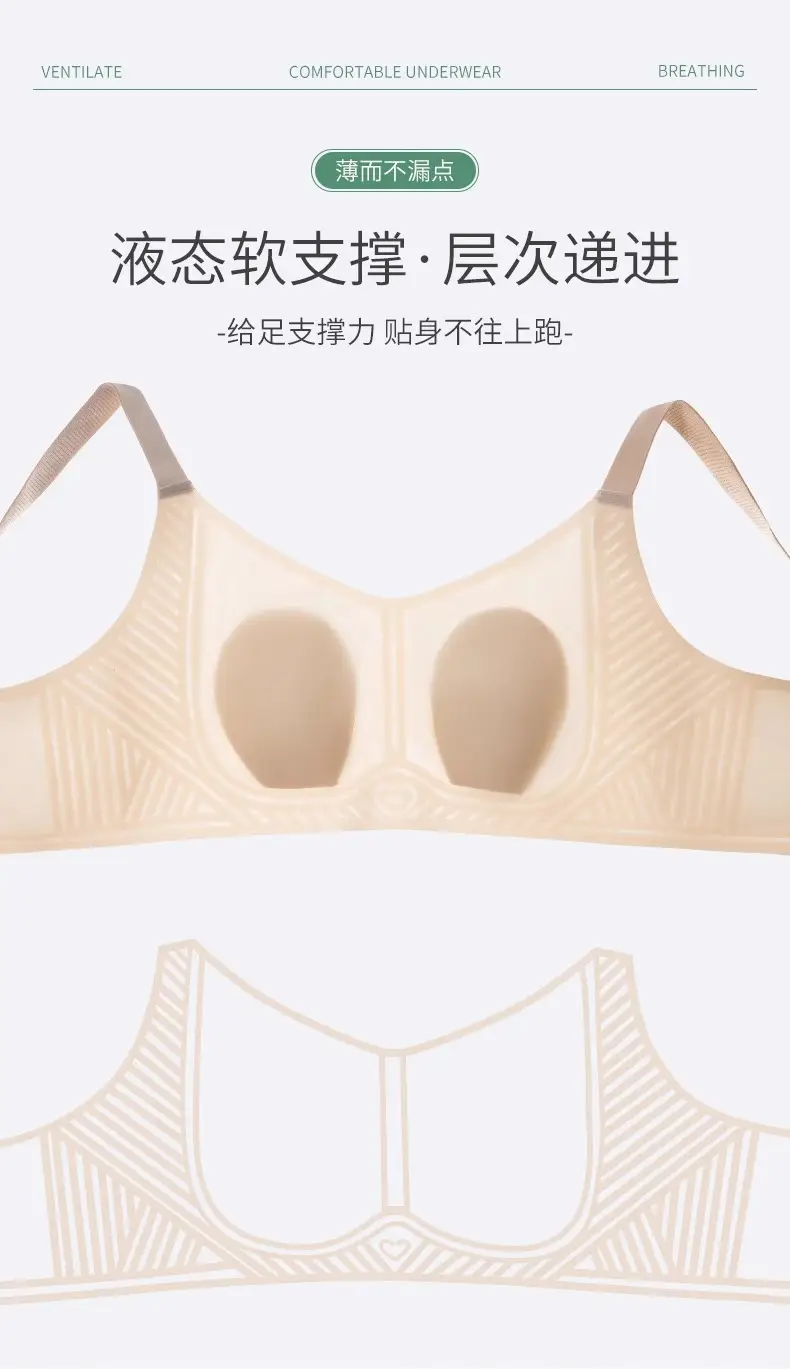 Women's Breathable Ultra-thin Breathable No-steel Ring Anti-sagging No-mark Summer Adjustable Bra — feature 7