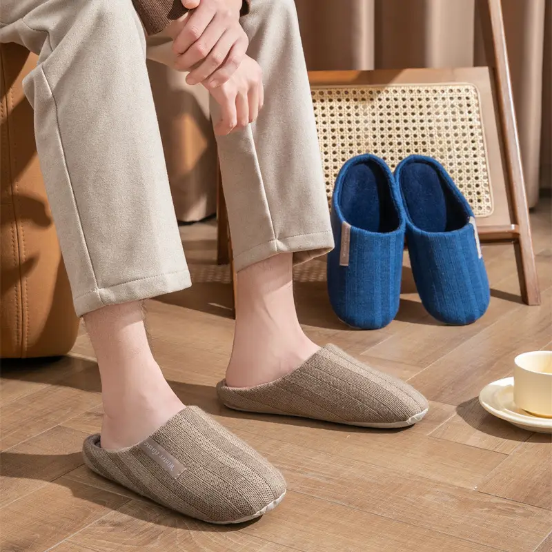 Couple's Winter Household Cotton Shoes Indoor Household Dung-feeling Mute Warm Wool Coral Fleece Plush Cotton Slippers for Women - Image 4