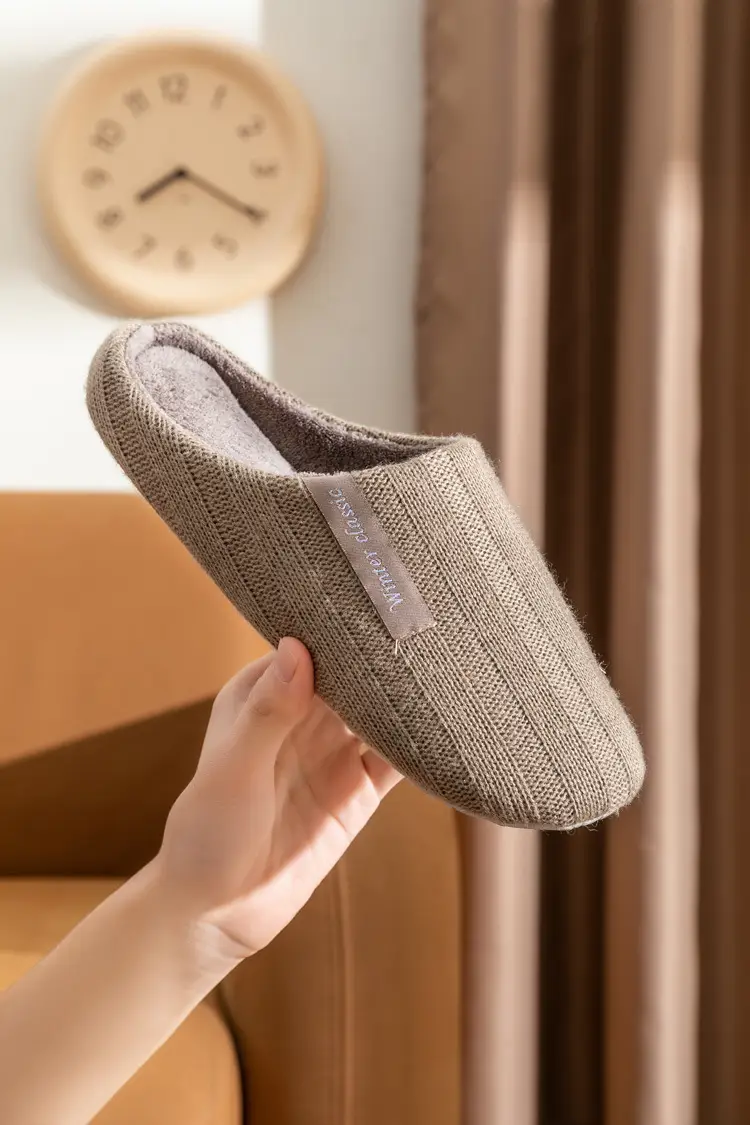 Couple's Winter Household Cotton Shoes Indoor Household Dung-feeling Mute Warm Wool Coral Fleece Plush Cotton Slippers for Women — feature 3