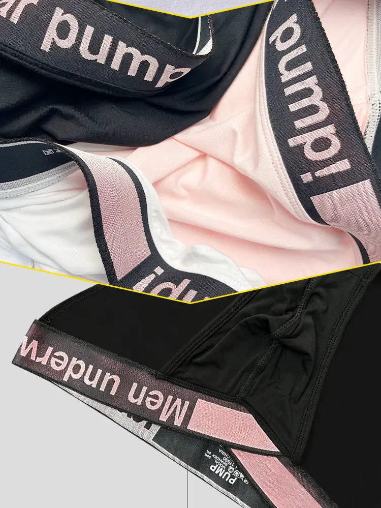 Men's High Split Laser Belt Low Waist Hip U Convex Sports Panties Black — feature 22